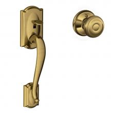 Schlage FE285 CAM 609 GEO - Camelot Lower Half Handleset and Georgian Knob in Antique Brass