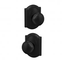 Schlage FC172 PLY 622 CAM - Custom Plymouth Non-Turning Knob with Camelot Trim in Matte Black