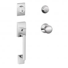 Schlage F62 CEN 625 PLY - Century Handleset with Double Cylinder Deadbolt and Plymouth Knob in Bright Chrome