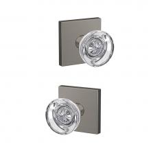 Schlage FC172 HOB 619 COL - Custom Hobson Non-Turning Glass Knob with Collins Trim in Satin Nickel