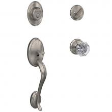 Schlage FC60 WKF 619 ALX ALD - Custom Wakefield Single Cylinder Handleset and Interior Alexandria Glass Knob with Alden Trim in S