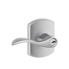 Schlage F51A ACC 626 GRW - Accent Lever with Greenwich Trim Keyed Entry Lock in Satin Chrome