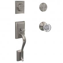 Schlage FC93 ADD 619 HOB KIN - Custom Addison Inactive Handleset with Hobson Glass Knob and Kinsler Trim in Satin Nickel