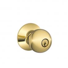 Schlage F51 V ORB 505 605 - Orbit Knob Keyed Entry Lock in Bright Brass