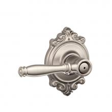 Schlage F40 BIR 619 BRK - Birmingham Lever with Brookshire Trim Bed and Bath Lock in Satin Nickel