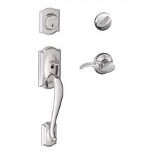 Schlage F60 CAM 625 AVA LH - Camelot Handleset with Single Cylinder Deadbolt and Avanti Lever in Bright Chrome - Left Handed
