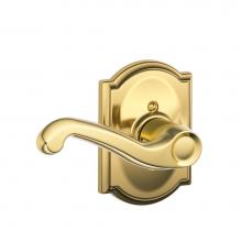 Schlage F170 FLA 605 CAM LH - Flair Lever with Camelot Trim Non-Turning Lock in Bright Brass - Left Handed