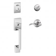 Schlage F60 CEN 625 ACC LH - Century Handleset with Single Cylinder Deadbolt and Accent Lever in Bright Chrome - Left Handed