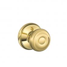 Schlage F170 GEO 505 - Georgian Knob Non-Turning Lock in Bright Brass
