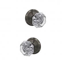 Schlage FC21 ALX 530 ALD - Custom Alexandria Glass Knob with Alden Trim Hall-Closet and Bed-Bath Lock in Black Stainless