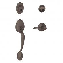 Schlage F62 PLY 613 ACC LH - Plymouth Handleset with Double Cylinder Deadbolt and Accent Lever in Oil Rubbed Bronze- Left Hande