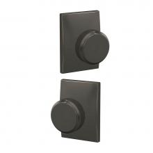 Schlage FC172 BWE 530 CEN - Custom Bowery Non-Turning Knob with Century Trim in Black Stainless