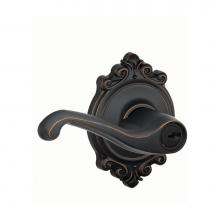 Schlage F51 V FLA 716 BRK - Flair Lever with Brookshire Trim Keyed Entry Lock in Aged Bronze
