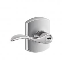 Schlage F51A ACC 625 GRW - Accent Lever with Greenwich Trim Keyed Entry Lock in Bright Chrome