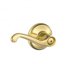 Schlage F40 FLA 605 - Flair Lever Bed and Bath Lock in Bright Brass