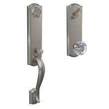 Schlage FCT60 CAM 619 ALX CAM - Custom Camelot 3/4 Trim Single Cylinder Handleset with Alexandria Glass Knob in Satin Nickel