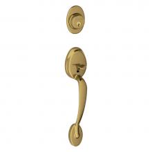 Schlage F58 PLY 609 - Plymouth Exterior Handleset Grip with Exterior Single Cylinder Deadbolt in Antique Brass