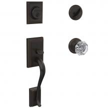 Schlage FC60 ADD 716 ALX ALD - Custom Addison Single Cylinder Handleset and Interior Alexandria Glass Knob with Alden Trim in Age