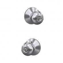 Schlage F51A CF PLY 626 - Plymouth Knob Keyed Entry Lock in Satin Chrome