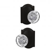 Schlage FC172 HOB 716 CAM - Custom Hobson Non-Turning Glass Knob with Camelot Trim in Aged Bronze