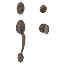 Schlage F60 PLY 613 SIE - Plymouth Handleset with Single Cylinder Deadbolt and Siena Knob in Oil Rubbed Bronze