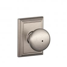 Schlage F40 PLY 619 ADD - Plymouth Knob with Addison Trim Bed and Bath Lock in Satin Nickel