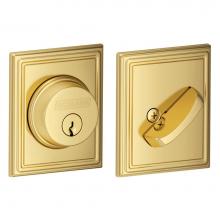 Schlage B60 N ADD 605 - Single Cylinder Deadbolt with Addison Trim in Bright Brass