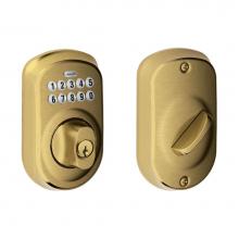 Schlage BE365 PLY 609 - Keypad Deadbolt with Plymouth Trim in Antique Brass