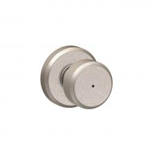 Schlage F40 BWE 619 GSN - Bowery Knob with Greyson Trim Bed and Bath Lock in Satin Nickel