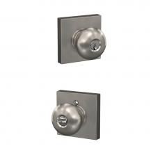 Schlage F51A PLY 619 COL - Plymouth Knob with Collins Trim Keyed Entry Lock in Satin Nickel