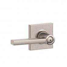 Schlage F40 LAT 619 COL - Latitude Lever with Collins Trim Bed and Bath Lock in Satin Nickel