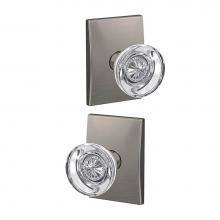 Schlage FC21 HOB 619 CEN - Custom Hobson Glass Knob with Century Trim Hall-Closet and Bed-Bath Lock in Satin Nickel