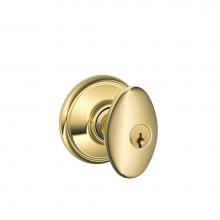 Schlage F51 V SIE 505 605 - Siena Knob Keyed Entry Lock in Bright Brass