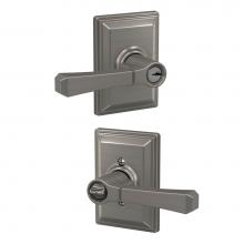 Schlage F51A RVT 619 GDV - Rivington Lever with Grandville Trim Keyed Entry Lock in Satin Nickel