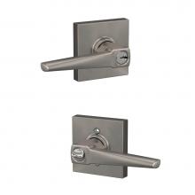 Schlage F51A ELR 619 COL - Eller Lever with Collins Trim Keyed Entry Lock in Satin Nickel