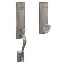 Schlage FCT93 ADD 619 ALX ADD - Custom Addison 3/4 Trim Inactive Handleset with Alexandria Glass Knob in Satin Nickel