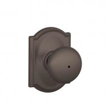 Schlage F40 PLY 613 CAM - Plymouth Knob with Camelot Trim Bed and Bath Lock in Oil Rubbed Bronze