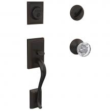 Schlage FC60 ADD 716 HOB KIN - Custom Addison Single Cylinder Handleset and Interior Hobson Glass Knob with Kinsler Trim in Aged