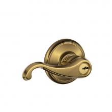 Schlage F51A CLT 609 - Callington Lever Keyed Entry Lock in Antique Brass