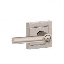 Schlage F40 BRW 619 ULD - Broadway Lever with Upland Trim Bed and Bath Lock in Satin Nickel