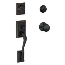 Schlage F62 ADD 716 PLY - Addison Handleset with Double Cylinder Deadbolt and Plymouth Knob in Aged Bronze