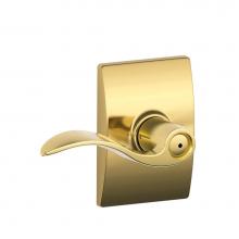 Schlage F40 ACC 605 CEN - Accent Lever with Century Trim Bed and Bath Lock in Bright Brass