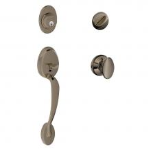 Schlage F60 PLY 620 SIE - Plymouth Handleset with Single Cylinder Deadbolt and Siena Knob in Antique Pewter