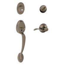 Schlage F60 V PLY 620 ACC - Plymouth Handleset with Single Cylinder Deadbolt and Accent Lever in Antique Pewter