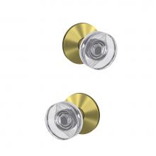Schlage FC21 DAW 608 KIN - Custom Dawes Glass Knob with Kinsler Trim Hall-Closet and Bed-Bath Lock in Satin Brass