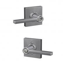 Schlage F51A LAT 626 COL - Latitude Lever with Collins Trim Keyed Entry Lock in Satin Chrome