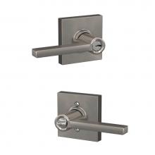 Schlage F51A GC LAT 619 COL - Latitude Lever with Collins Trim Keyed Entry Lock in Satin Nickel