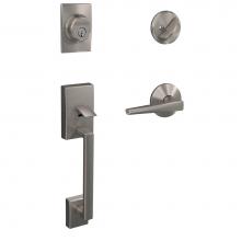 Schlage FC60 CEN 619 ELR KIN - Custom Century Single Cylinder Handleset and Interior Eller Lever with Kinsler Trim in Satin Nicke