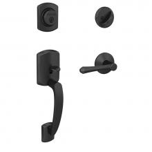 Schlage FC60 GRW 622 DMP KIN - Custom Greenwich Single Cylinder Handleset and Interior Dempsey Lever with Kinsler Trim in Matte B