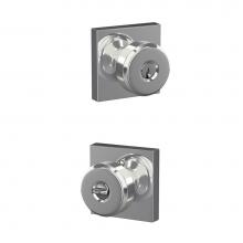 Schlage F51A BWE 625 COL - Bowery Knob with Collins Trim Keyed Entry Lock in Bright Chrome